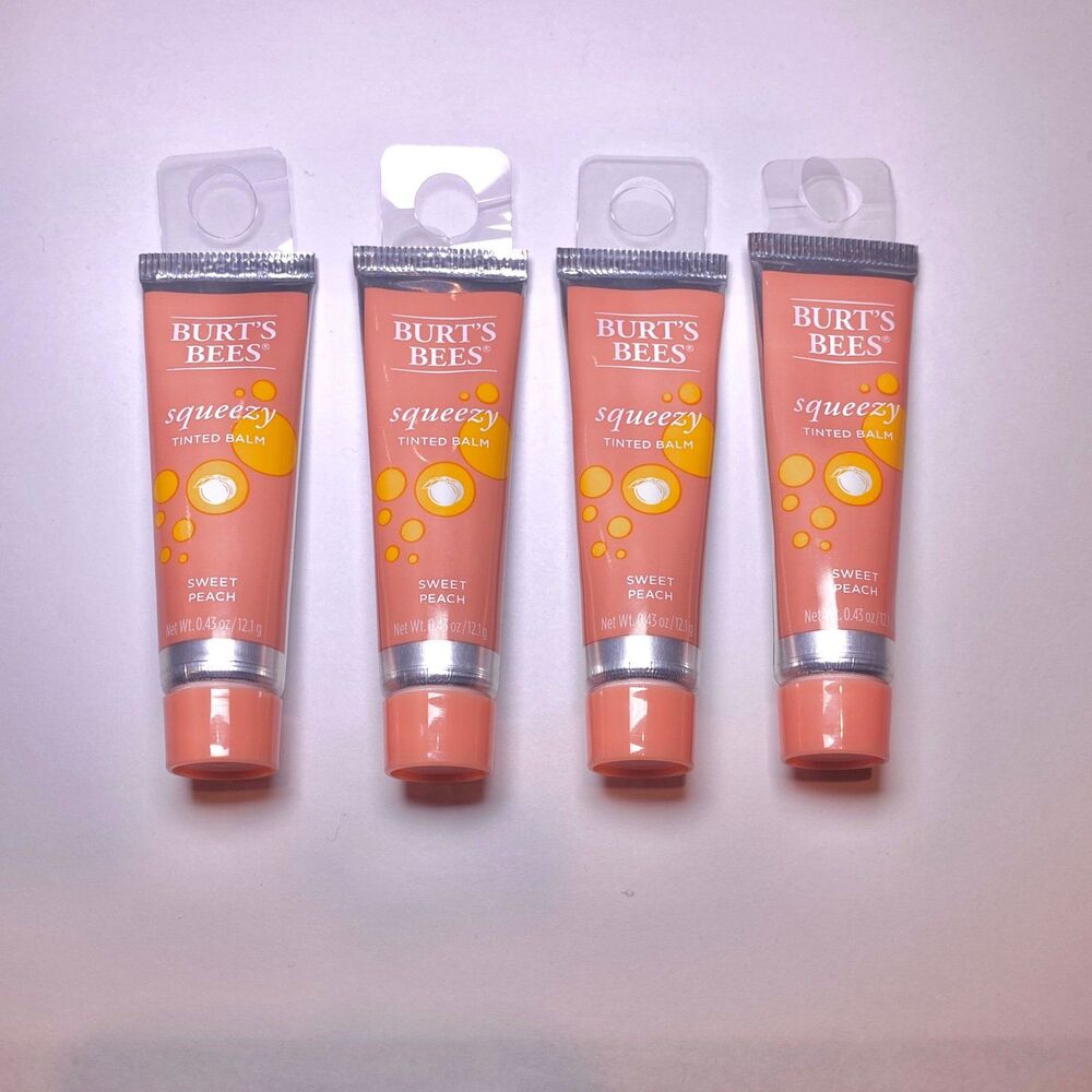 Burt’s Bees Squeezy Tinted Balm in Sweet Peach - New Sealed Bundle of 4